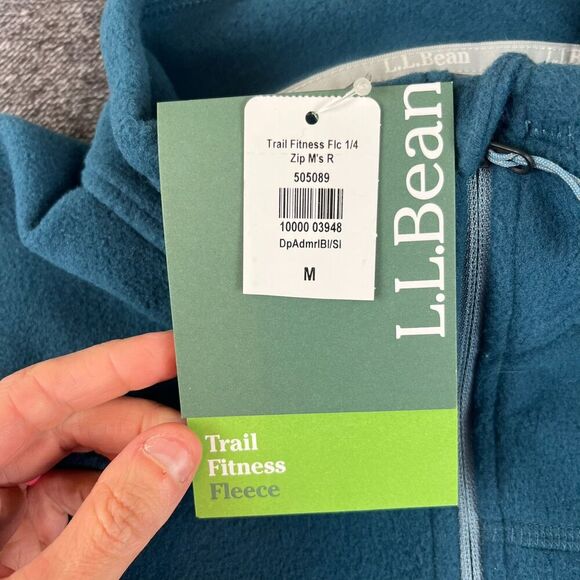 LL Bean Trail Fitness Fleece 1/4 Zip Men's M Blue Pullover Sweater NWT Outdoor - Picture 3 of 9